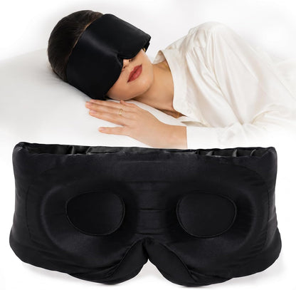 SilkSilky 22 Momme Mulberry Silk Sleep Mask for Side Sleepers, Black