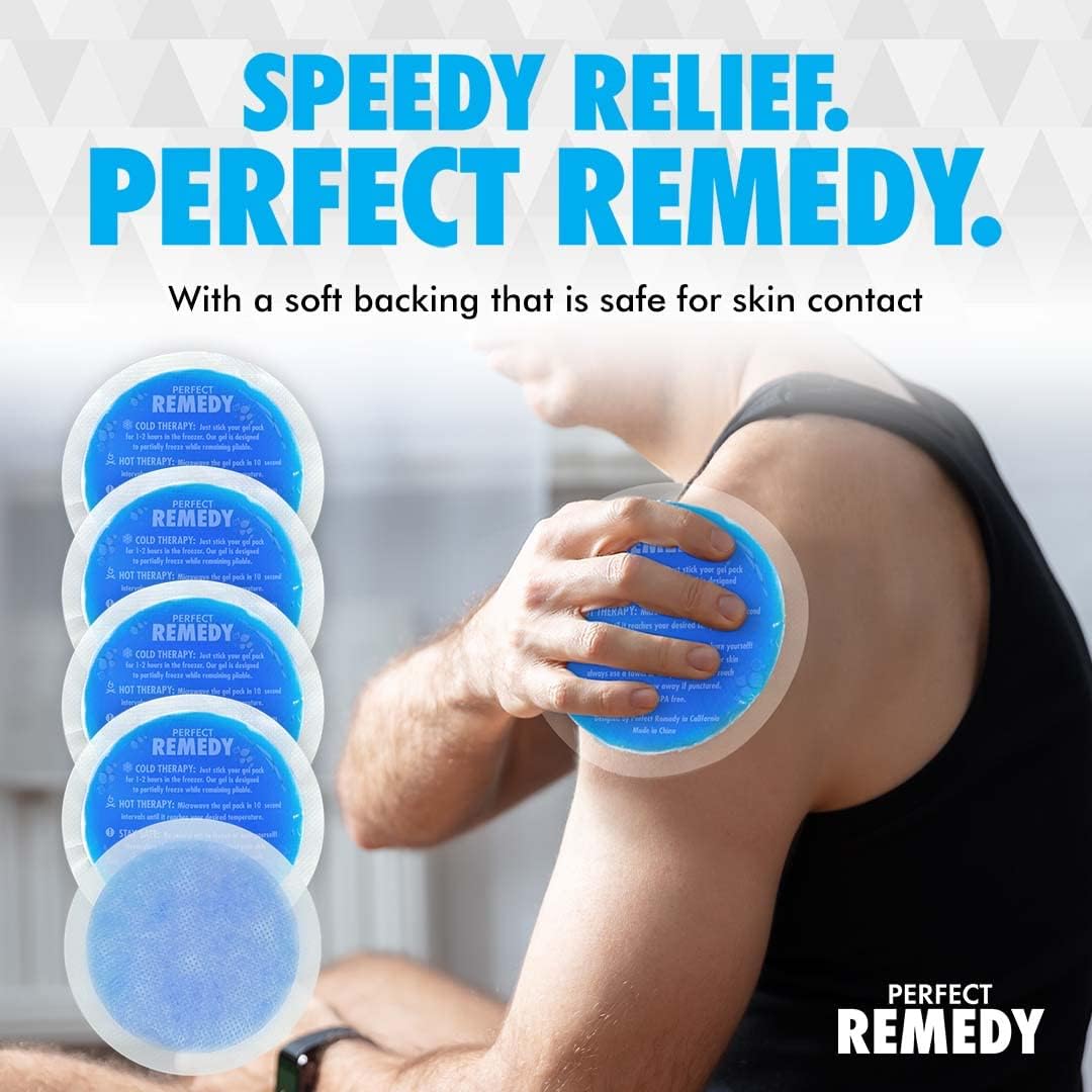 Perfect Remedy Gel Ice Packs for Injuries with Strap Cover, Flexible Hot Cold Compress, Soothing Soft Ice Packs for aid in Injuries Conditions, Alternative to Hot Water Bottles (Blue, Regular)