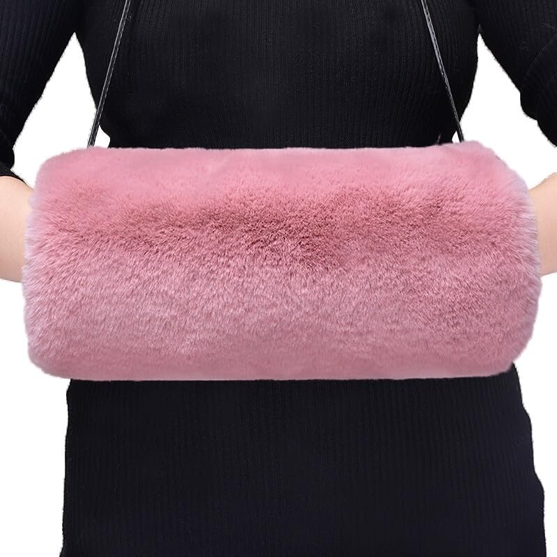 Faux Fur Hand Muffs for Women Winter Warm Arm Hand Warmer Gloves Arms Warmer Fluffy Warm Faux Fur Muffs with Strap