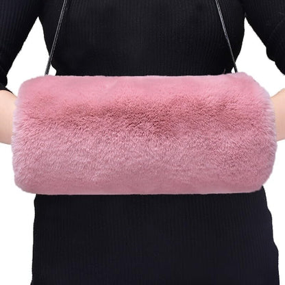 Faux Fur Hand Muffs for Women Winter Warm Arm Hand Warmer Gloves Arms Warmer Fluffy Warm Faux Fur Muffs with Strap