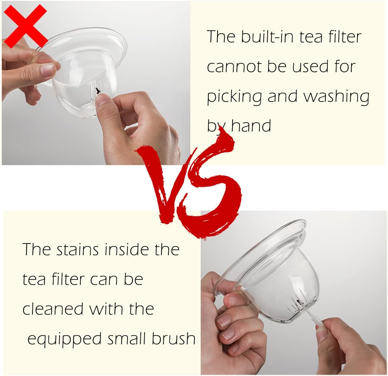 WHJY Glass Teapot with Infuser for Loose Tea, Small Clear Magic Tea Kettle for Stove Top, Clear Japanese Tea Kettle with Wooden Handle Kyusu Teapot - 17oz
