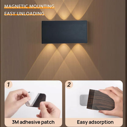 2 Pcs LED Magnetic Wall Sconce Lights,5000mAh Wireless Bedside Wall Light USB Rechargeable Reading Wall Lamp,3 Lighting Colors And Dimmable Battery Operated Wall Sconces (Walnut color, 2 pcs)