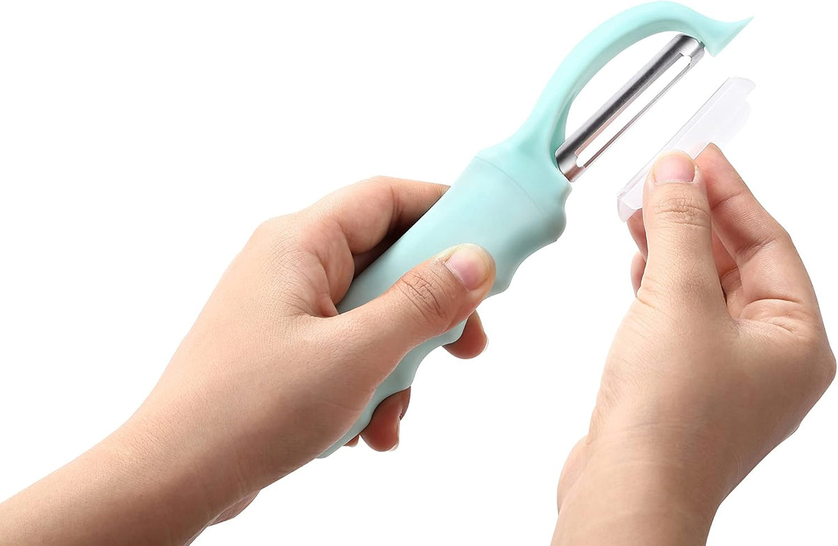 Spring Chef Swivel Vegetable Peeler for Kitchen w/Soft Grip Handle, Black | Premium Potato Peeler w/ Ultra Sharp Stainless Steel Blades, Multifunctional Veggie Peeler for Apple, Carrot, Cucumber, Fruit