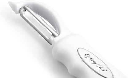 Spring Chef Swivel Potato Peeler for Kitchen with Ergonomic Handle, White