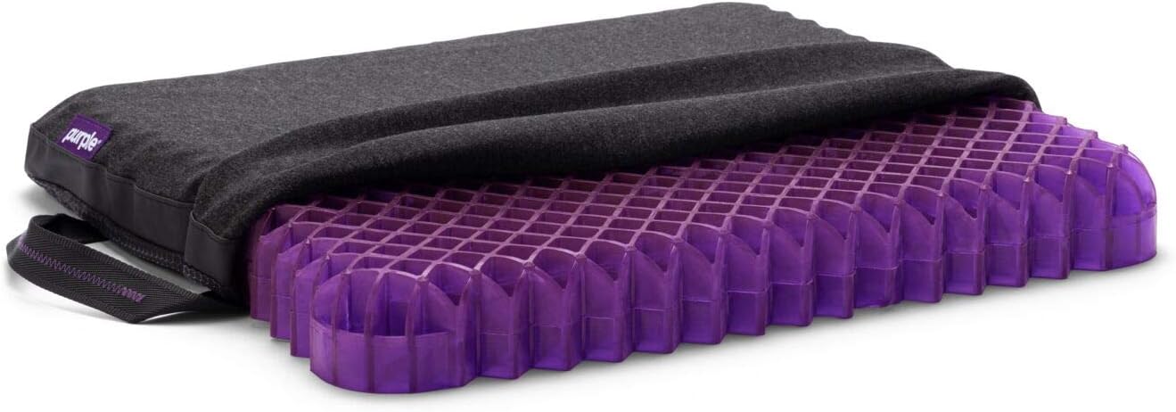 Purple Ultimate Seat Cushion, Large 2.5 Inch Gel Seat Cushion | GelFlex Grid for Office Chair, Gaming, Car - Pressure-Reducing for Long Sitting, Temperature-Neutral, No-Slip - Made in USA