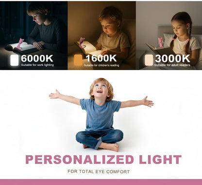 Rechargeable Kids Book Light, Cute Bookmark Reading Light for Kids, Dimmable Portable LED Book Light for Reading in Bed, Eye-Caring Bedtime Reading Lamp for Children & Travel, Brown