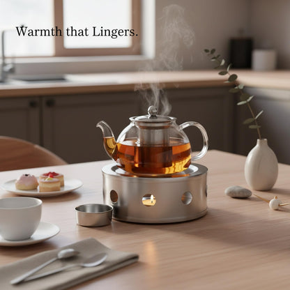Stainless Steel Tea Light Candle Holder Stand for Glass Kettles and Mugs, 5.9x5.9 Inch Base