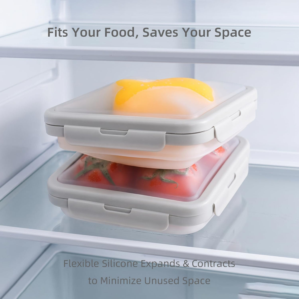 Reusable Silicone Food Storage Container with Lid Avocado Saver(6.5 cups/0.4 gal), Onion Keeper, Silicone Kitchen Organizers for Fridge