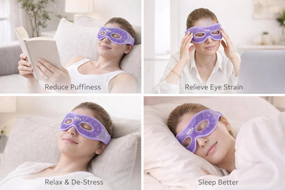 Cooling Gel Eye Mask for Puffy Eyes & Migraine Relief – Reusable Hot & Cold Therapy Mask for Sinus Pressure, Dark Circles, Headache Relief (Purple)