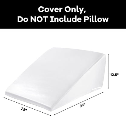 HOMBYS Satin Bed Wedge Pillow Cover Silky & Smooth Wedge Pillowcase 1 Pack 24x24x8, Soft & Breathable, Removable & Machine Washable-Zipper Design (Pillow Not Include), (Grey, 24"x24"x8")