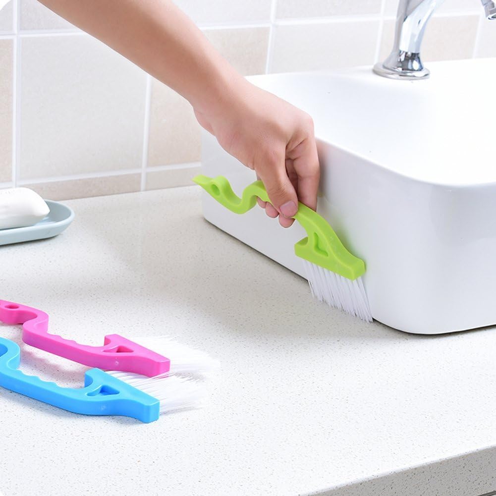 2pcs Hand-held Groove Gap Cleaning Tools Door Window Track Kitchen Cleaning Brushes (Sky Blue)