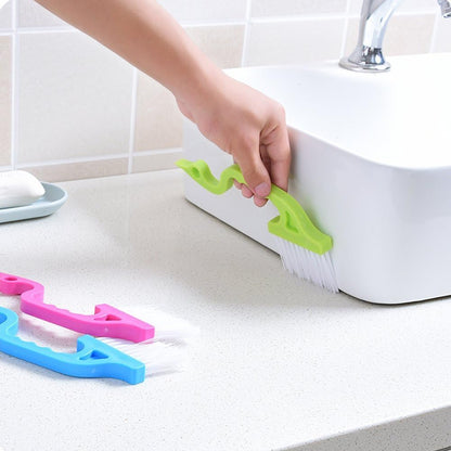 2pcs Hand-held Groove Gap Cleaning Tools Door Window Track Kitchen Cleaning Brushes (Sky Blue)