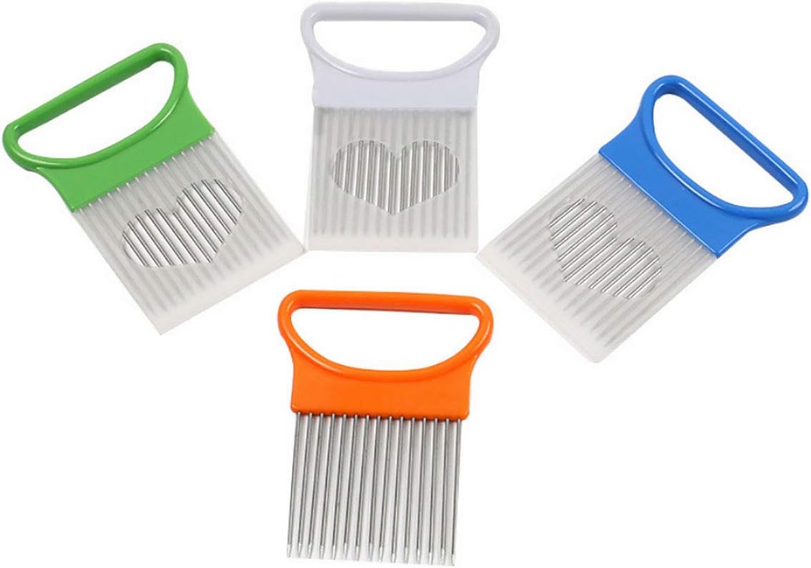 2Pcs Onion Holder Slicer, Stainless Steel | Onion Holder for Slicing, 10 Long Needles, Vegetable Chopper, Food Slicing, Multi-Purpose Cutter for Tomato Potato Lemon