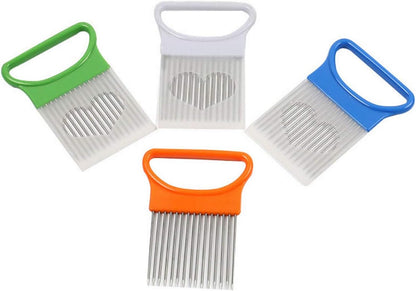 2Pcs Onion Holder Slicer, Stainless Steel | Onion Holder for Slicing, 10 Long Needles, Vegetable Chopper, Food Slicing, Multi-Purpose Cutter for Tomato Potato Lemon