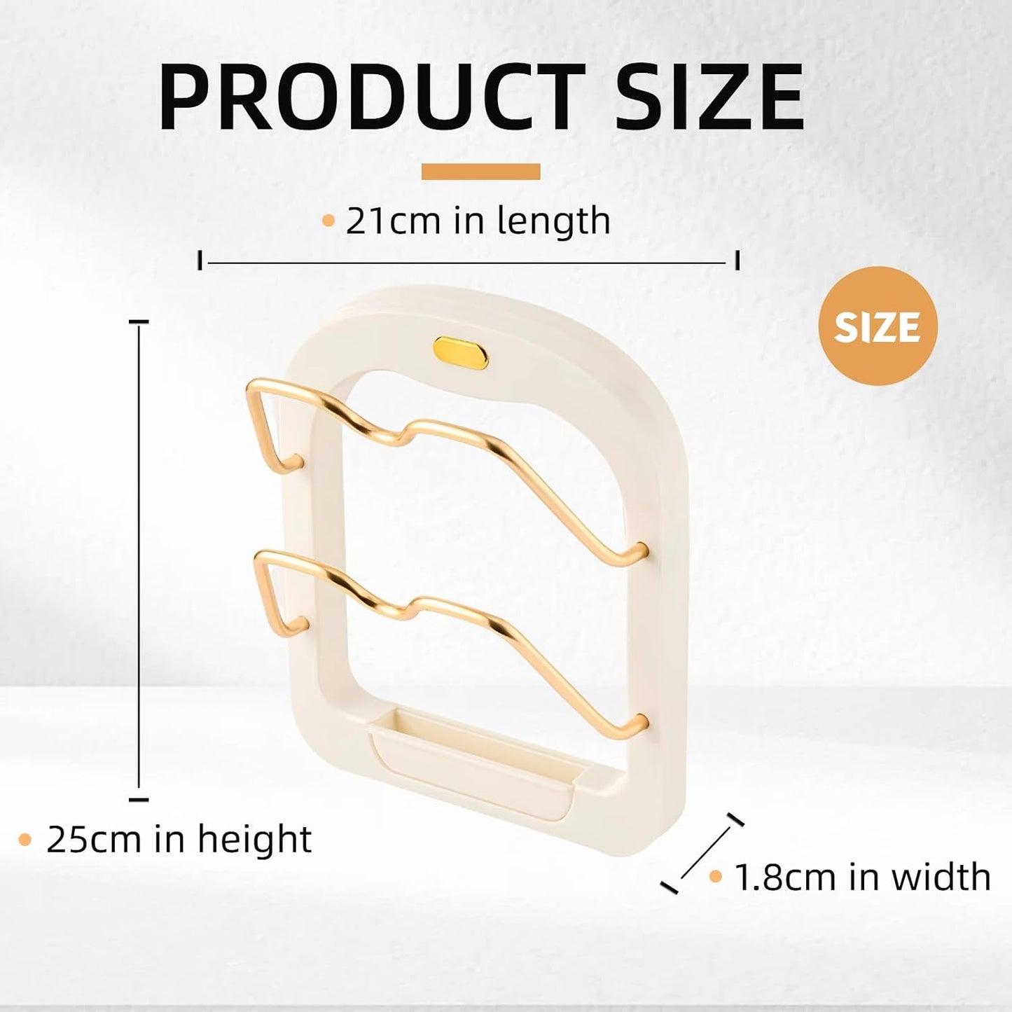 2-Tier Pot Lid Organizer, Rustproof Wall Mounted Pot Lid Rack for Cabinet Door & Wall, Multi-Use Kitchen Storage Holder Ideal for Pot Lids, Cutting Boards and Spoons (Pearl white)
