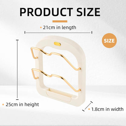 2-Tier Pot Lid Organizer, Rustproof Wall Mounted Pot Lid Rack for Cabinet Door & Wall, Multi-Use Kitchen Storage Holder Ideal for Pot Lids, Cutting Boards and Spoons (Pearl white)