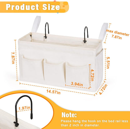 Lilithye Bedside Caddy, Bedside Storage Bag Hanging Organizer for Bunk Bed | Bed Caddy with Fixed Straps and Water Bottle Holder for Home, College Dorm, Bunk Bed, Hospital Bed and Crib Bed Rails