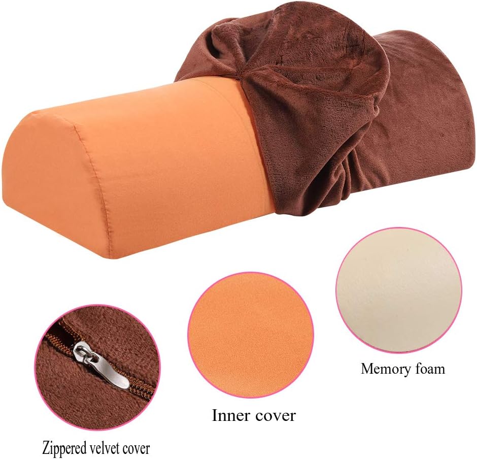 Memory Foam Bolster Pillow for Neck Back Lumbar Spine Legs Knee Pain Relief Pillow Support Multi-use (Brown)