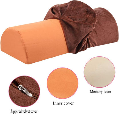 Memory Foam Bolster Pillow for Neck Back Lumbar Spine Legs Knee Pain Relief Pillow Support Multi-use (Brown)