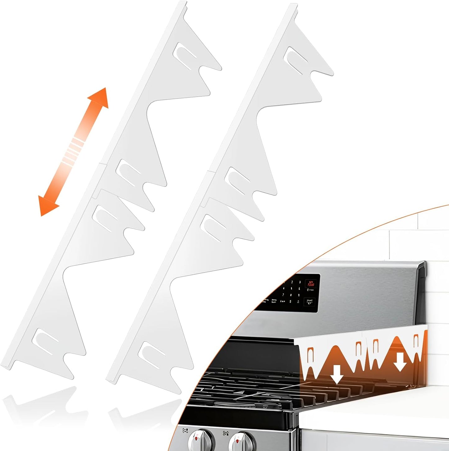Stainless Steel Stove Gap Covers (2PCS),Stove Gap Filler,Range Trim Kit,Stove Guard for Kitchen Oven Gap Between Stovetop and Counter,Easy Clean Heat Resistant,Adjustable Length 13.8'' to 27.5'',Black