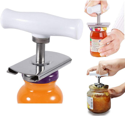 5 in 1 Lids off Jar Opener, Bottle Opener, Ideal For Women, Kids, Seniors - for Multipurpose Kitchen Tool, Easy open. White