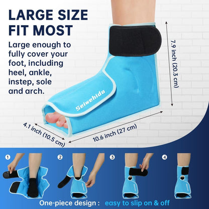 Ankle Ice Pack Wrap for Heel Foot Swelling Pain Relief, Reusable Large Hot Cold Gel Pack for Sprain, Achilles Tendonitis, Arthritis, Plantar Fasciitis, Post-Surgery, Sports Injury (Black,1pcs)