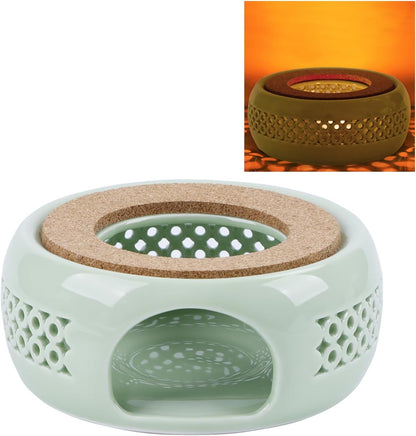 KEISSCO Teapot Warmer, Ceramic Teapot Heater with Cork Cushion Coffee Tea Warmer for Glass, Stainless Steel, Ceramic Teapot and Other Heatproof Dish Warming Use