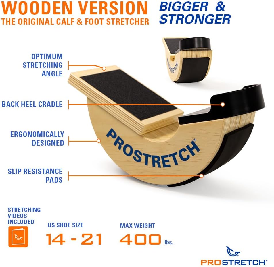 ProStretch Wooden, Calf Stretcher for Plantar Fasciitis & Tight Calves