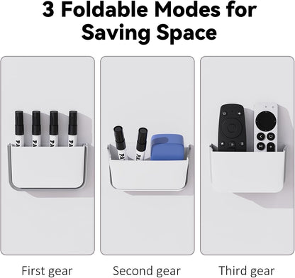 Magnetic Foldable Pen Holder Desk Accessories for Home Office 1 Pack White | Strong Magnet, Space Saving, Dry Erase Marker Pencil Holder for Whiteboard, Locker,Refrigerator, Remote Holder