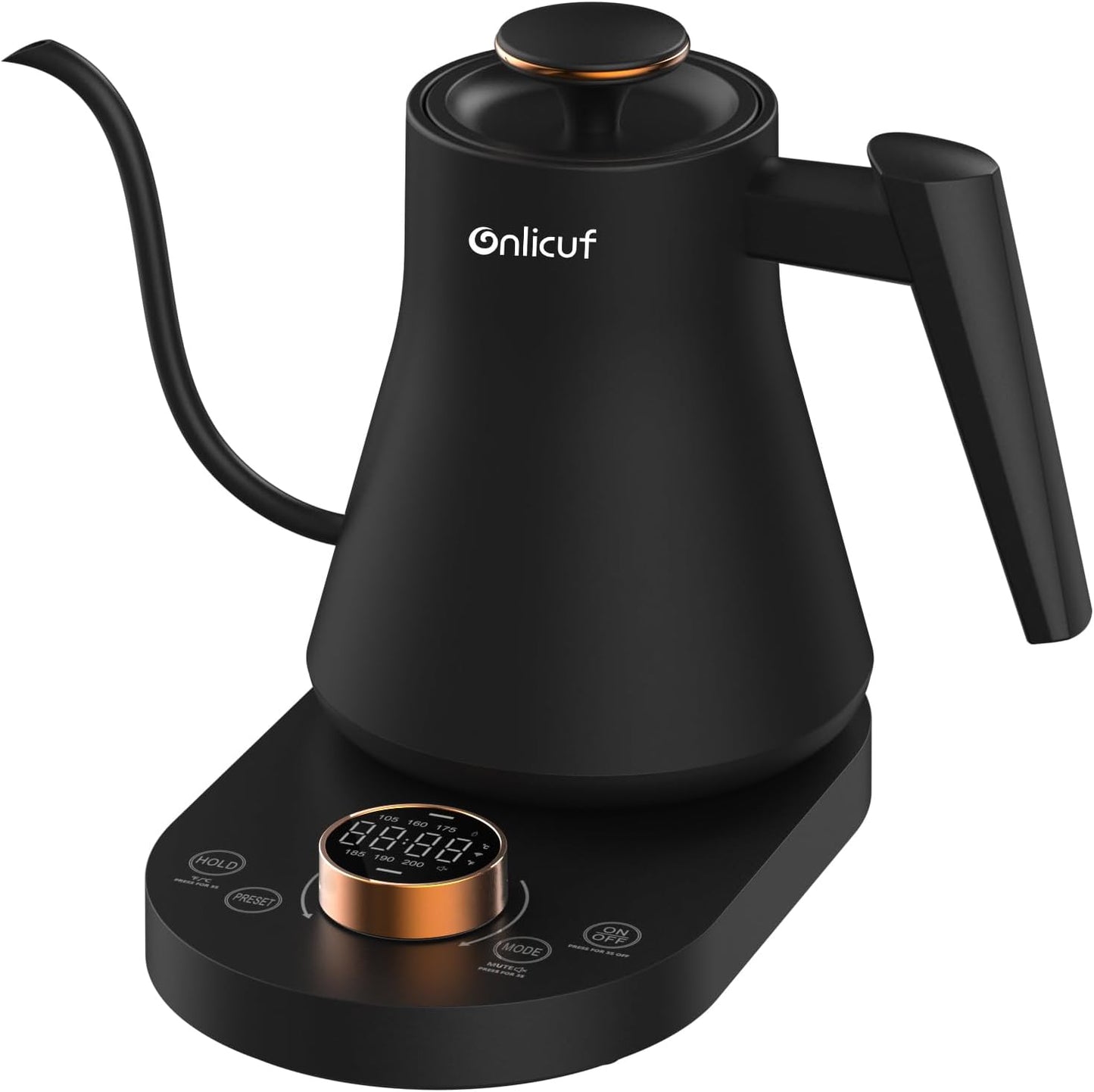 Electric Gooseneck Kettle with Temperature Control, 0.8L Pour Over Coffee, ±1°F Precision Heating, 7 Presets, Stainless Steel Inner, Electric Tea Kettle with 2H Keep Warm, Matte Black