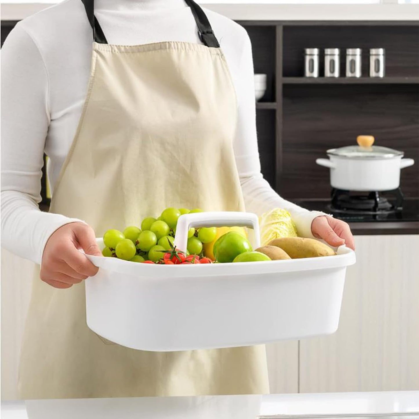 JiatuA Large Cleaning Supplies Caddy Portable Shower Caddy Basket Dark Gray | Sturdy Supply Organizer with Handle Plastic Bucket Tool Storage for Bathroom Bedroom Kitchen Garden College Dorm Essentials