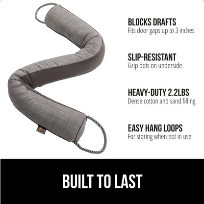 GORILLA GRIP Door Draft Stopper for Bottom of Doors, Cold Air Insulation Sweep, Weather Stripping Seal Noise, Soundproofing, Warmth Sealer, Easy Install Gap Filler, Home Essentials, 32 Inch, Gray