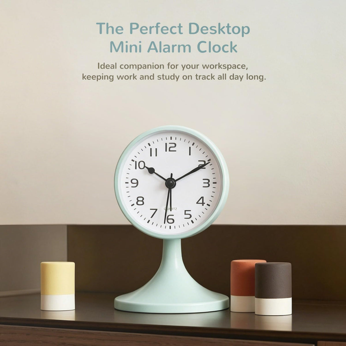 Alarm Clock, Metal 3 inch Silent Non Ticking Small Clock with Night Light, Battery Operated, Desk Analog Clock for Bedrooms Decoration, Old Fashioned Style Clock for Bedside, Adult, Gift
