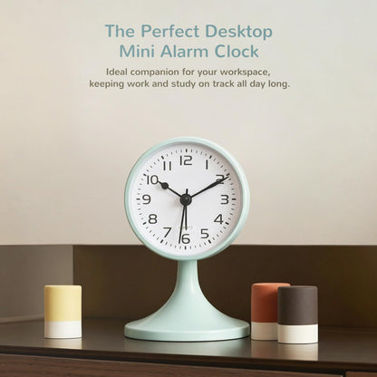 Alarm Clock, Metal 3 inch Silent Non Ticking Small Clock with Night Light, Battery Operated, Desk Analog Clock for Bedrooms Decoration, Old Fashioned Style Clock for Bedside, Adult, Gift
