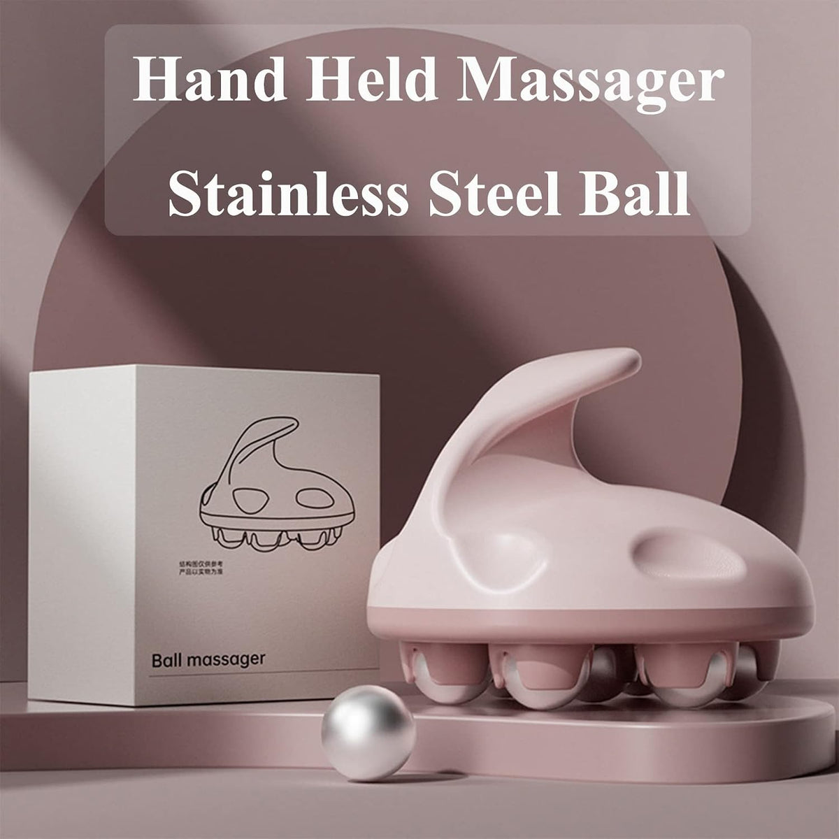 WMM Hand Held Massager, Full Body Massage Tool with Roller Ball Massager Manual 360-degree-roller for Muscle Back Neck Joint Foot Shoulder Leg Pain Relief with Portable Design