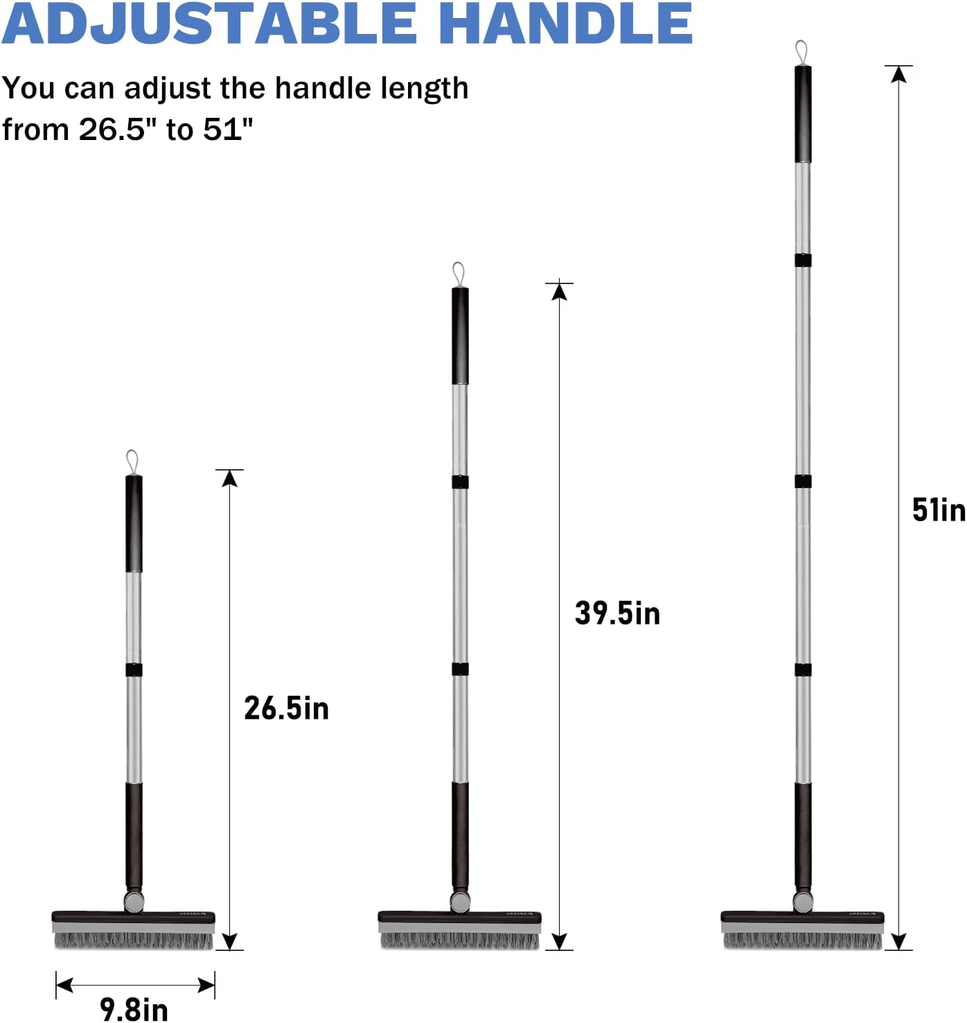SetSail Grout Cleaner Brush with Long Handle, V-Shaped Floor Scrub Brush | Swivel Grout Brush Stiff Bristle Floor Grout Scrubber for Bathroom, Tile Line, Crevice, Kitchen, Wall, Deck, Garage