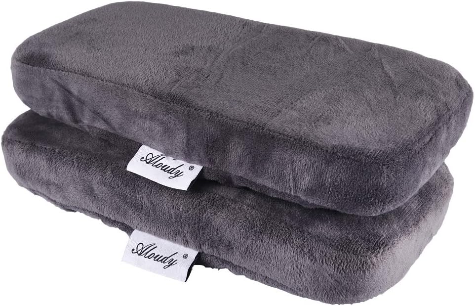 Aloudy Ergonomic Memory Foam Office Chair Armrest Pads, Comfy Gaming Chair Arm Rest Covers for Elbows and Forearms Pressure Relief(Set of 2), Stretch Fit, Black