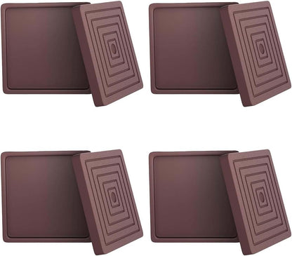 12Pcs 2.5in Furniture Coasters Non-Slip Bed Leg Pads Round Rubber Anti Sliding Caster Cups for Hardwood Floors Brown