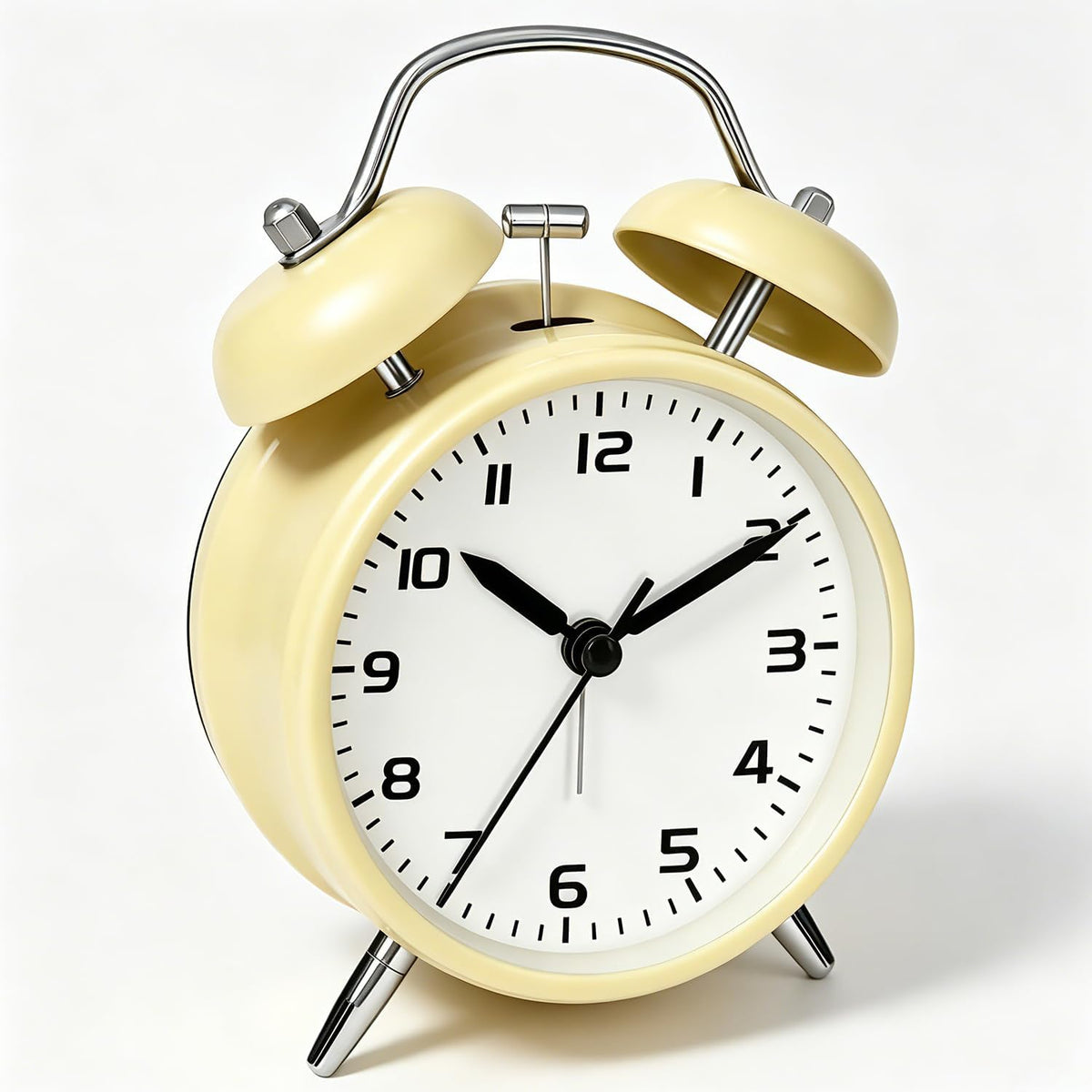 4.5" Metal Loud Alarm Clock for Heavy Sleepers Adults, Analog Battery Operated Alarm Clock with Bells Glow in Dark Numbers, Silent Old School Bedside Desk Clock for Bedroom Office Kids, Black