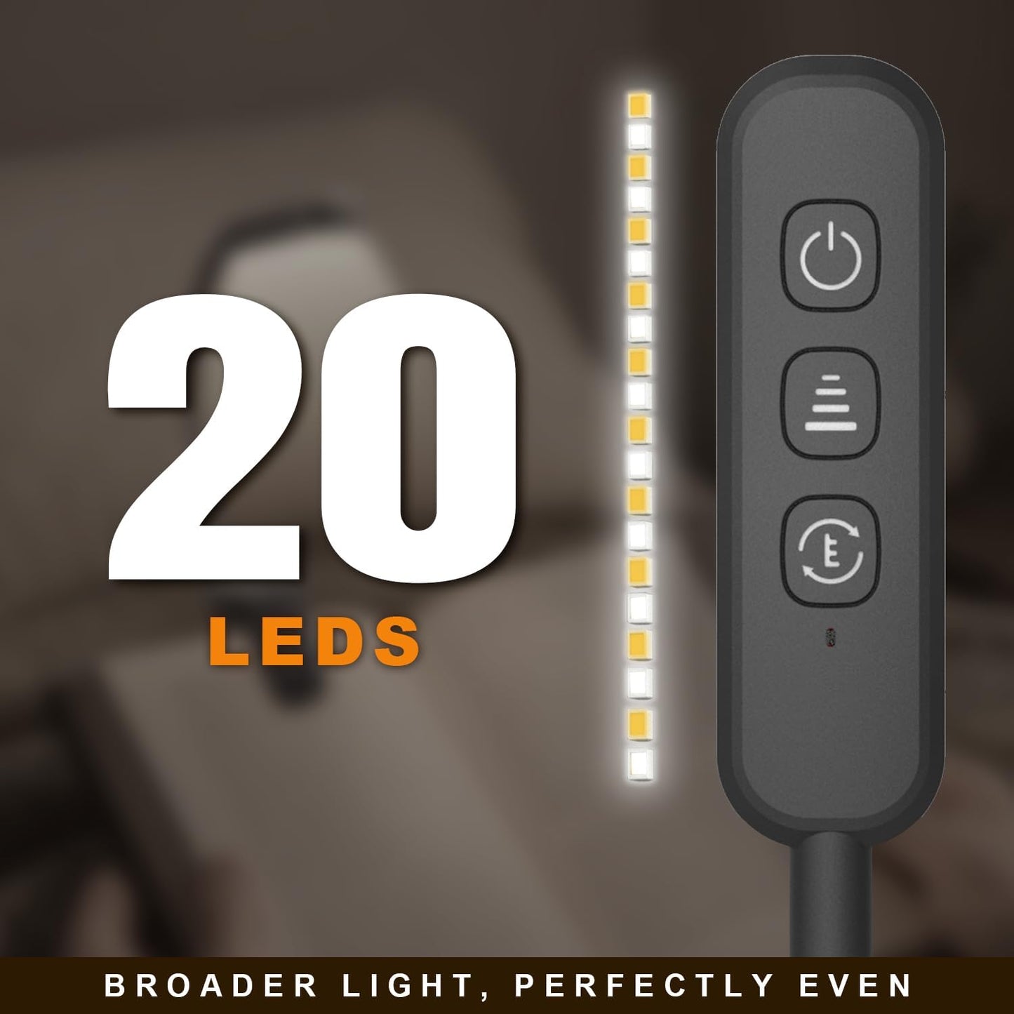 Rechargeable Book Light for Reading in Bed 25 LED - Eye Caring 15 Level Stepless Dimming, Extended 90Hrs Runtime, Lightweight Clip on Light, Gifts for Book Lovers, Black
