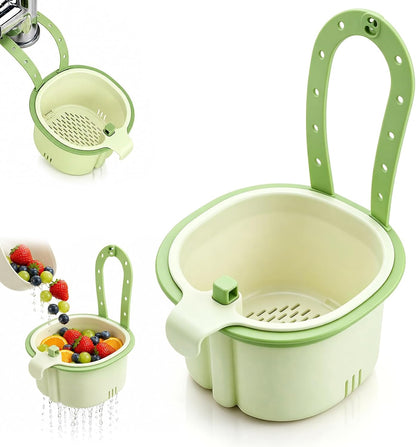 Hanging Sink Drain Basket,2026 New Cactus Kitchen Sink Strainer Basket,Multifunctional Kitchen Sink Strainer Press Automatic Dumping Basket,Self-Cleaning Faucet Hanging Filter Basket(Green)