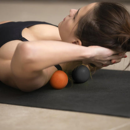 2-Pack Firm Lacrosse Massage Balls (Orange&Black) | For Deep Tissue, Trigger Point & Myofascial Release Therapy, Relieve Muscle Knots