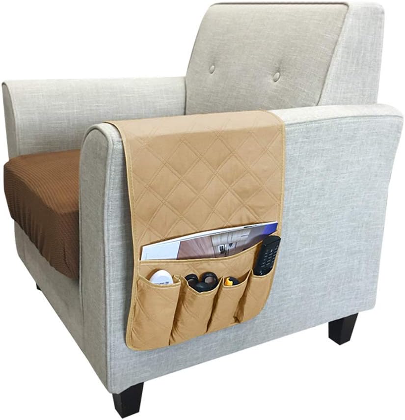 Couch Sofa Armrest Organiser Arm Chair Caddy Bedside Storage Pocket with 8 Pockets TV Remote Holder Bed Storage Pocket Bag for Cellphone Tablet Notepad Book Magazines DVD Glasses