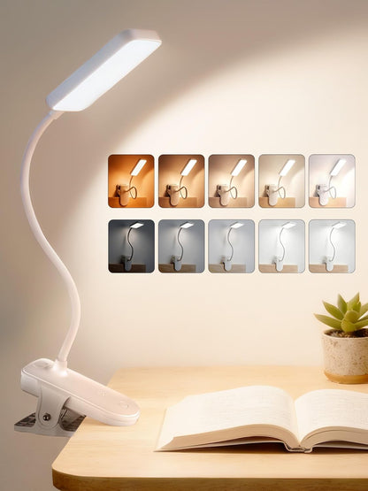 Clip on Light,45 Lighting Modes Rechargeable Desk Lamp with Clamp | 4000mAh Battery Operated Lamp,450 lm 48 LED Desk Light,Wireless & Cordless Reading Light for Bed/Bedside Table/Headboard/Dorm