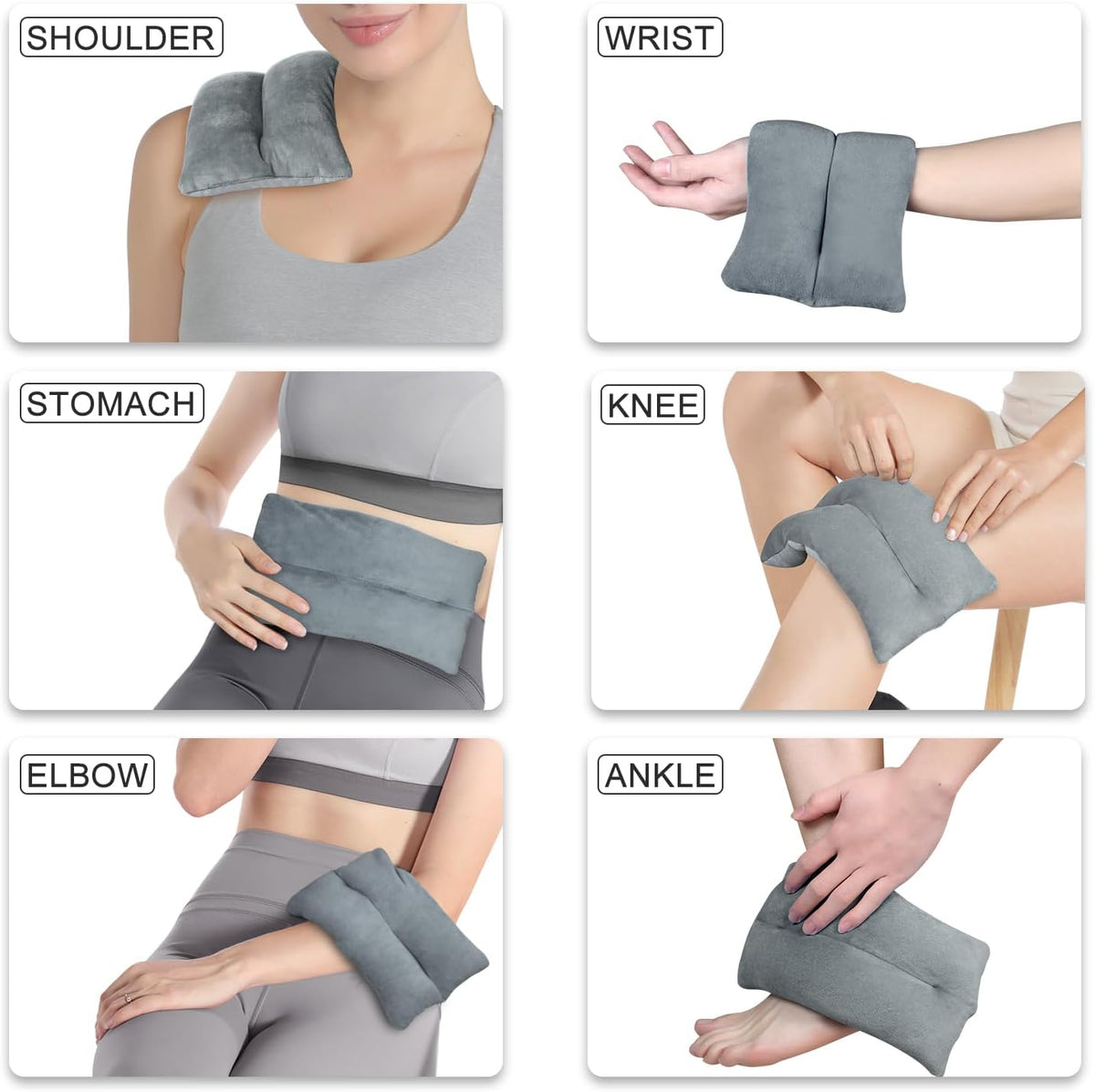 Atsuwell 6 x 11'' Microwave Heating Pad for Cramps & Joint Relief, Grey