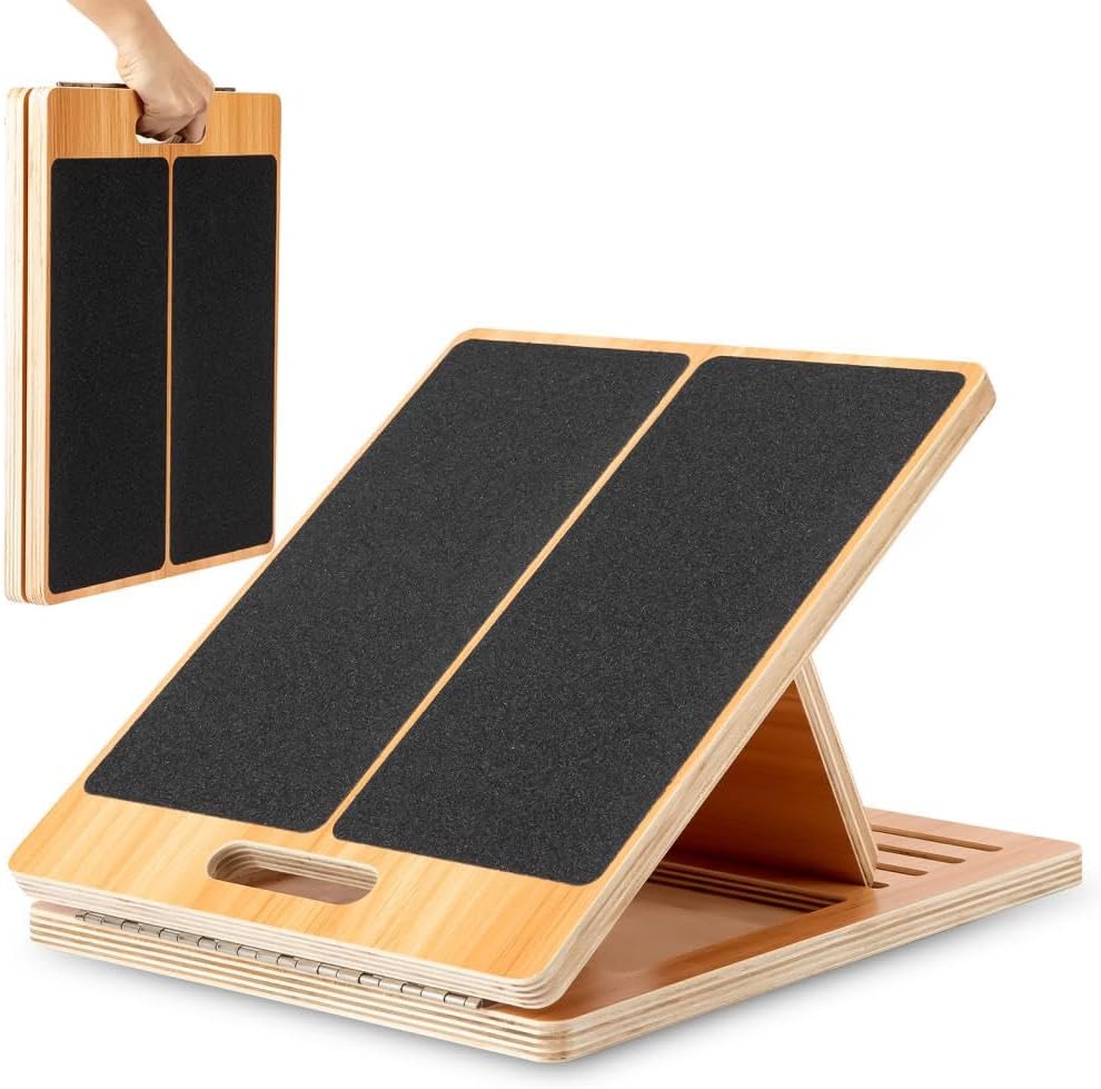 StrongTek Wooden Slant Board, 13-Inch Wide, 5 Adjustable Angles 15°-35° | Non-Slip Surface and Base, Beginner-Friendly Stretching, Squats, Physical Therapy and Rehab, Built-In Carry Handle