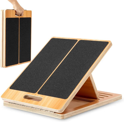 StrongTek Wooden Slant Board, 13-Inch Wide, 5 Adjustable Angles 15°-35° | Non-Slip Surface and Base, Beginner-Friendly Stretching, Squats, Physical Therapy and Rehab, Built-In Carry Handle