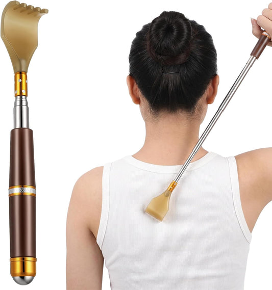 Portable Extendable Double-Pole Back Scratcher, Rubber Handles | Relieve Itching, Portable and Lightweight, Strong and Sturdy, Man and Women, Practical and Novel Gifts