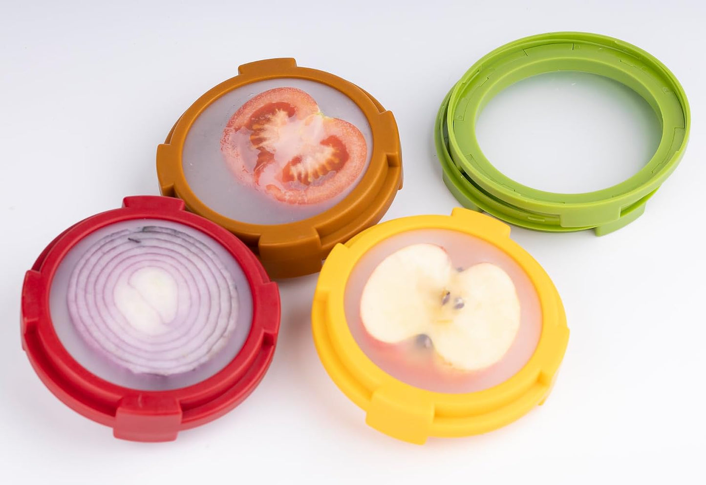 4Pcs Onion Storage Avocado Saver Holder, Fruit Vegetable Container | Lemon Cheese Tomato Reusable Silicone Food Storage Container for Fridge
