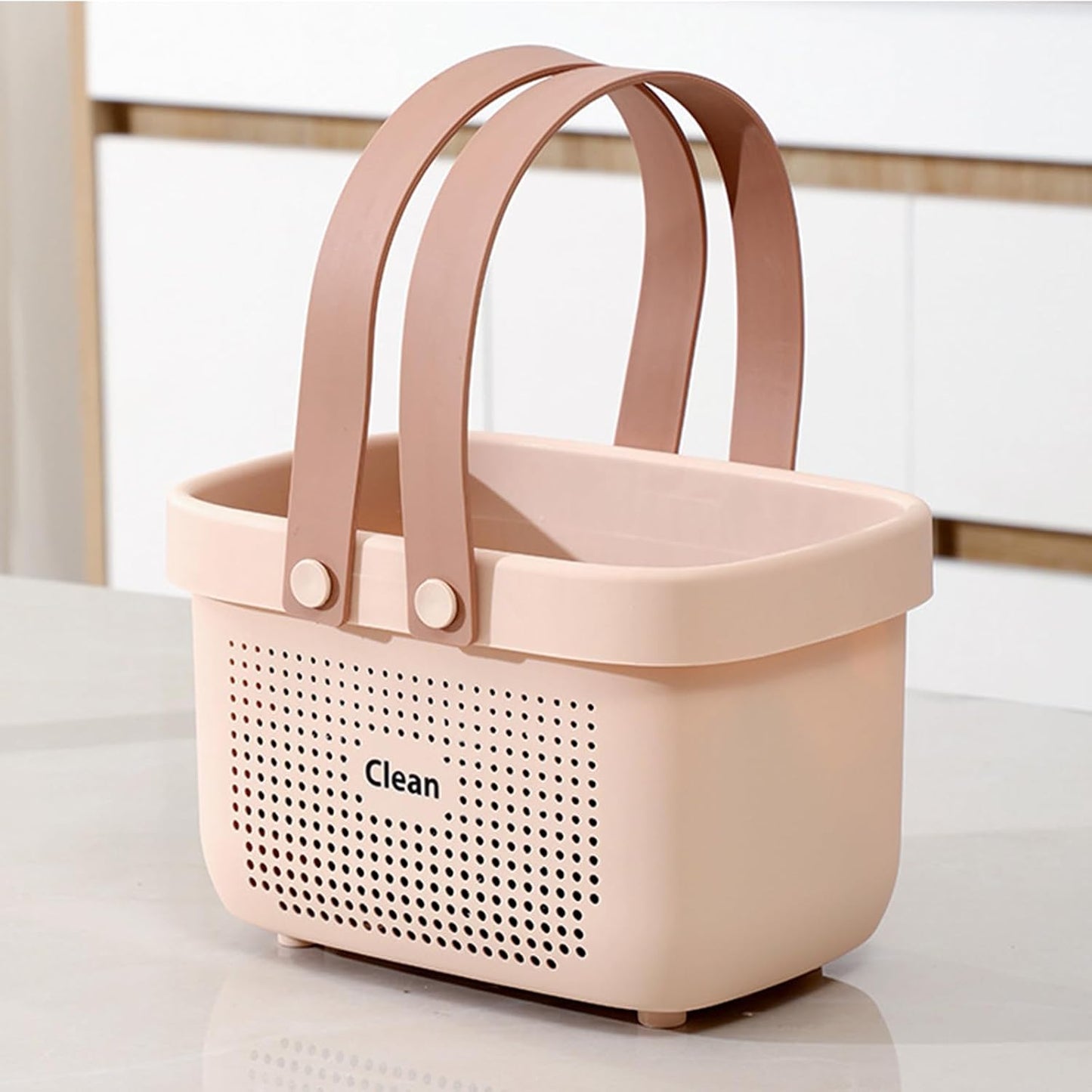 JiatuA Plastic Storage Basket with Handle Portable Shower Caddy Tote Organizer Basket Bin for Bathroom Kitchen Dorm Room Bedroom, Green | Sturdy Drainage Large Capacity Organizer Basket with Silicone Handles for Bathroom Kitchen Bedroom College Dorm